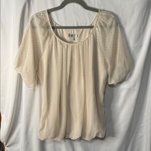 Dressbarn Cream Polka Dot Bubble Hem Blouse